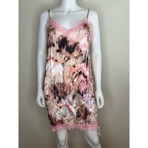Topshop Multi Crinkle Slip Dress Lace‑Accent Women 12 NWT